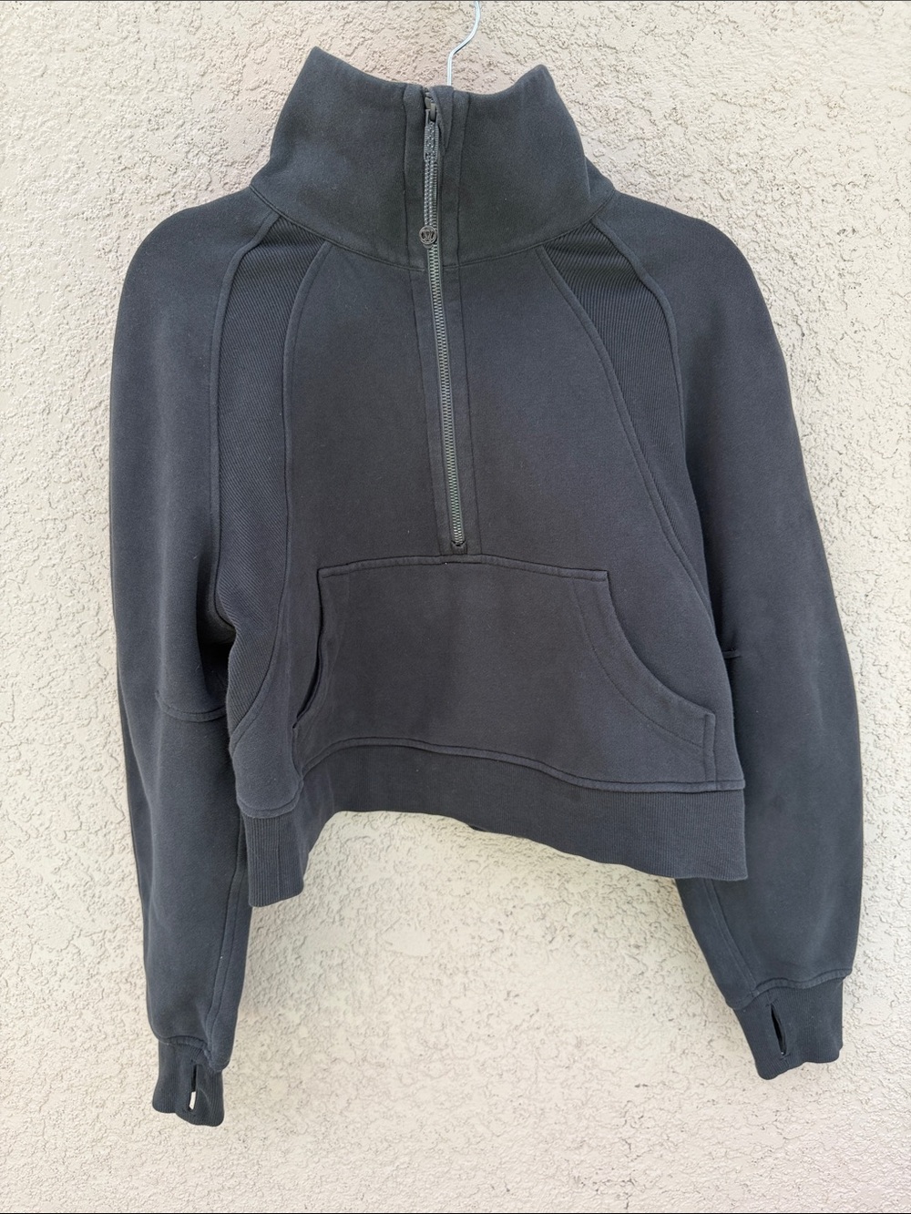 lululemon athletica Black Quarter-Zip Cropped Pullover